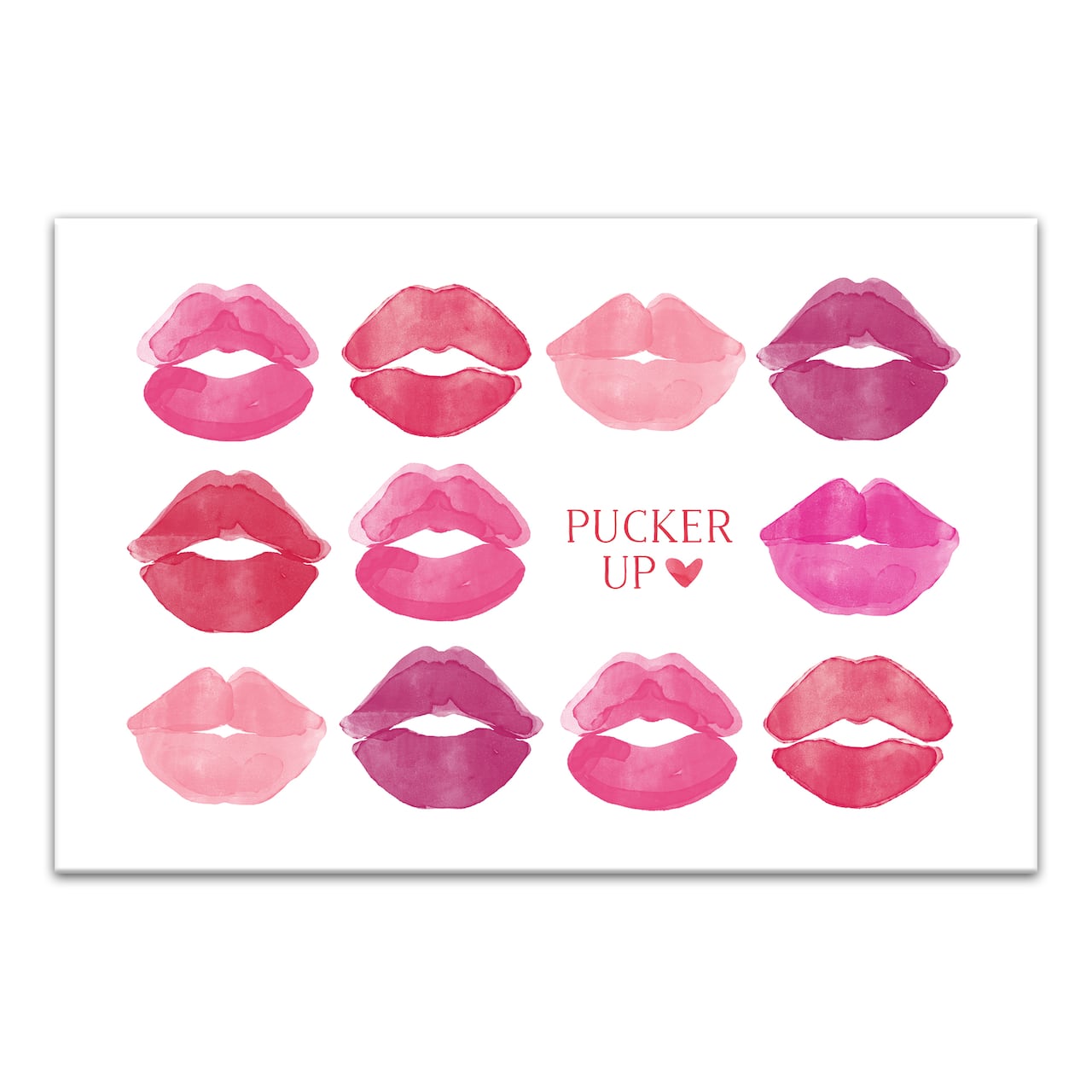 Pucker Up Watercolor Lips 12" x 18" Canvas Wall Art